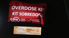 A box of the opioid antidote Naloxone, also known as Narcan, sits on display during a family addiction support group on March 23, 2016 in Groton, CT.