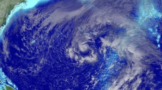A satellite image from the National Oceanic and Atmospheric Administration (NOAA) show Tropical Storm Epsilon on Nov. 29, 2005. 