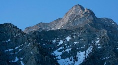Alpine peaks rise south of Mount Whitney, the tallest peak in the continental US at 14,494 feet, in the Sierra Nevada Mountains.