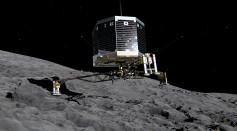 The Philae lander launched from the  Rosetta Space Probe landing on comet 