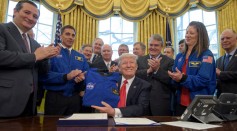 President Donald Trump after signing the 2017 NASA Transition Authority Act