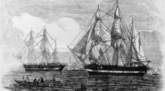 A TWO-SHIP EXPEDITION WAS SENT IN 1845 TO FIND A NORTHWEST PASSAGE, LINKING THE ATLANTIC AND PACIFIC OCEANS THAT GOT TRAPPED IN ICE