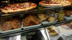  Pizza and pastries are displayed in a window February 8, 2006 in New York City.