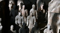 Ancient terracotta soldiers and horses are seen in the No.1 pit of the Qin Terracotta Warriors and Horses Museum on October 24, 2007 in Lintong of Shaanxi Province, China. 