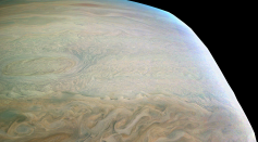 This enhanced color Jupiter image, taken by the JunoCam imager on NASA’s Juno spacecraft, showcases several interesting features on the apparent edge (limb) of the planet.