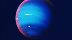 Neptune, fourth largest of the planets in our solar system, and its atmosphere consists mostly of hydrogen and helium.
