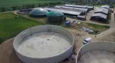 The aerial view of biogas power facility of in Bandelow, Germany, on May 19, 2016 