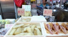 Sea cucumber for sale in the Chinatown Complex Wet Market in Singapore. 