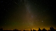 Perseid meteor shower in space on Aug. 12, 2016 as seen on Earth.