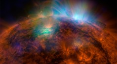 X-ray streams off of the sun photographed by NASA's NuSTAR.
