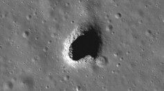 Image of a 130 m wide hole in the surface of the moon.
