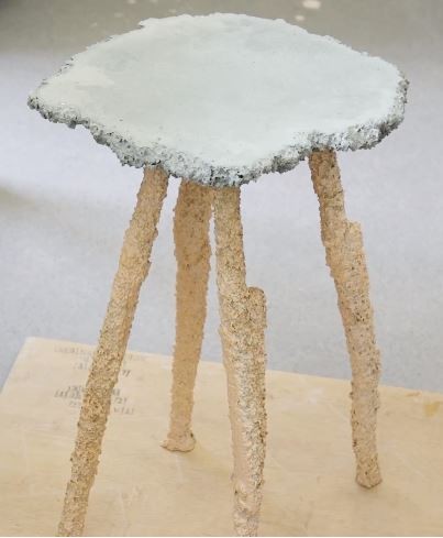 One of the furniture pieces cast by Gavin Keightley using various food items as casting mold.