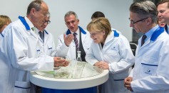 Chancellor Merkel Visits Sanofi Plant