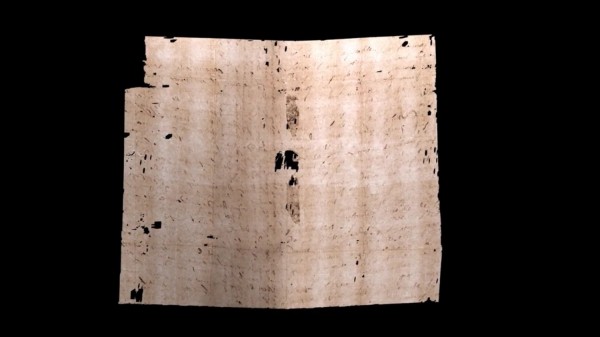   La lettre non ouverte envoyée par la poste en 1697 est ouverte numériquement à l'aide d'un scanner à rayons X de haute technologie