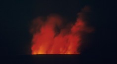 Night time view of Mauna Loa's 1984 eruption.