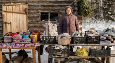 Stall Holders Brave The Extreme Cold To Sell Food On The Wintry Roads Of Siberia