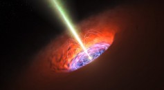 Artist impression of a supermassive black hole at the centre of a galaxy