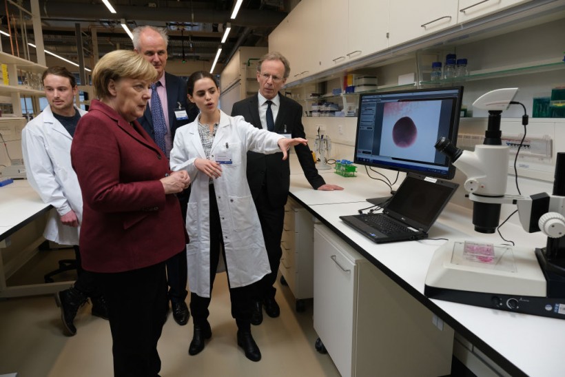 Angela Merkel Tours New Medical Research Lab