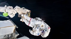 ISS-65 Thomas Pesquet during a solar array installation spacewalk