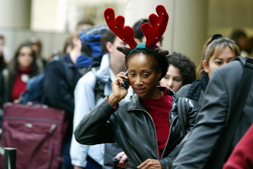 Los Angeles resident Ina Buckner wears reindeer ears