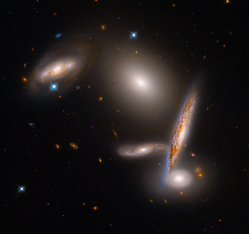 Celebrating Hubble's 32nd Birthday with an Eclectic Galaxy Grouping