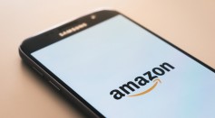 Black Samsung Galaxy displaying Amazon logo photo