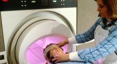 Patient being prepared for MRI