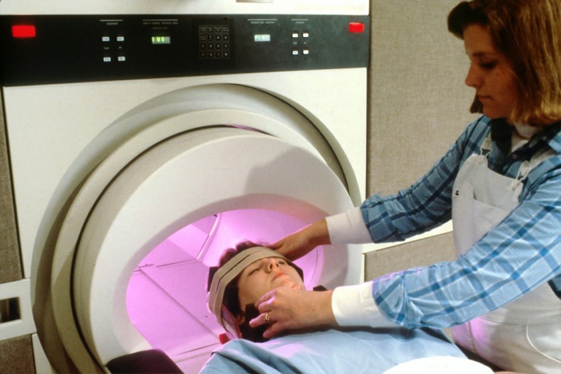 Patient being prepared for MRI