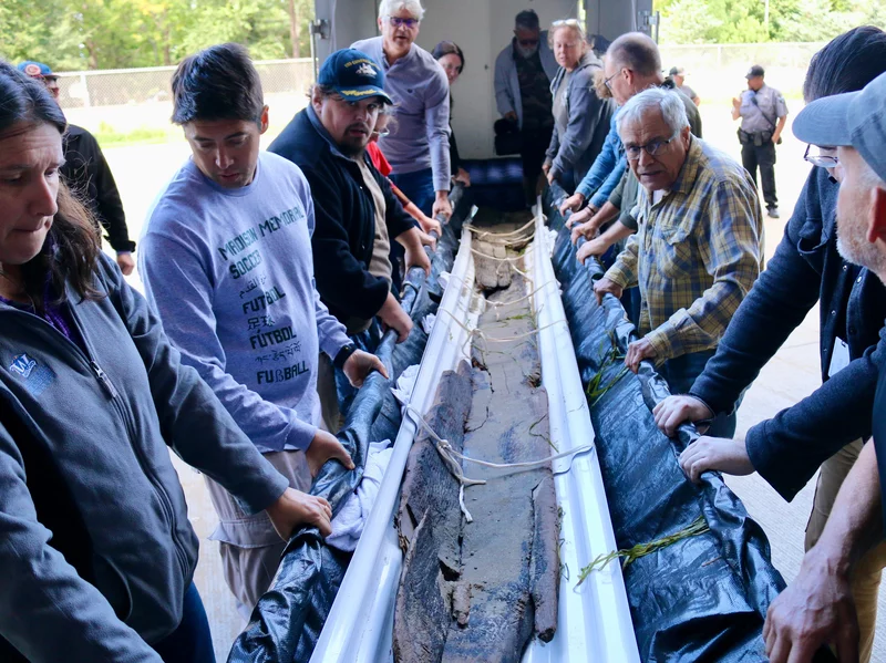 The ancient canoe recovered in Lake Mendota