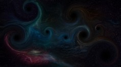  Black Holes Crashing Into Each Other Generate Gravitational Waves, Distorting Space-Time