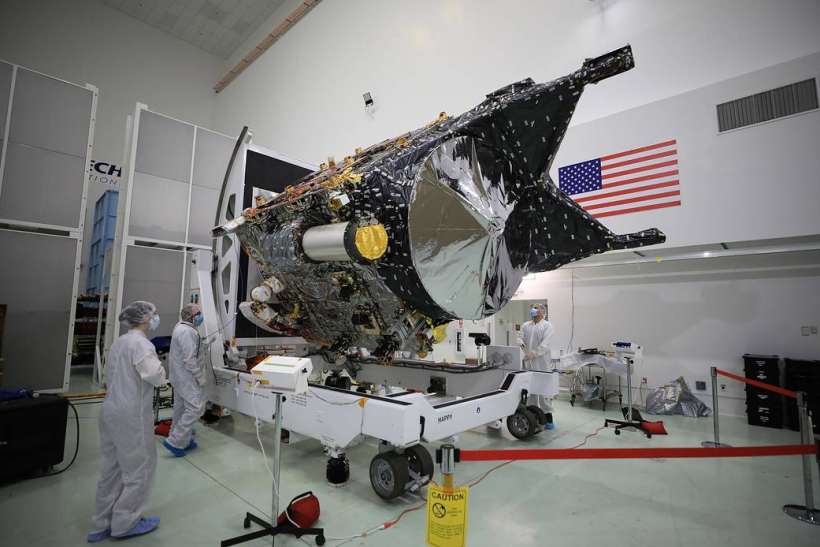NASA’s Psyche spacecraft is shown in a clean room on Dec. 8, 2022, at Astrotech Space Operations Facility near the agency’s Kennedy Space Center in Florida.
