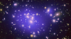 A galaxy with a large reservoir of dark matter (purple overlay) in its center.