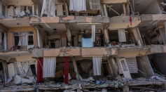View of a building destroyed during the earthquakes in Antakya, southeastern Turkiye, Wednesday, Feb. 15, 2023. 
