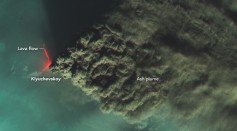 NASA Satellites Capture Russia's Klyuchevskoy Volcano Throwing 1,000-Mile-Long Cloud of Dust