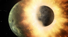 Artist Concept of Moon Sized Body Smashing Into Mercury Sized Planet