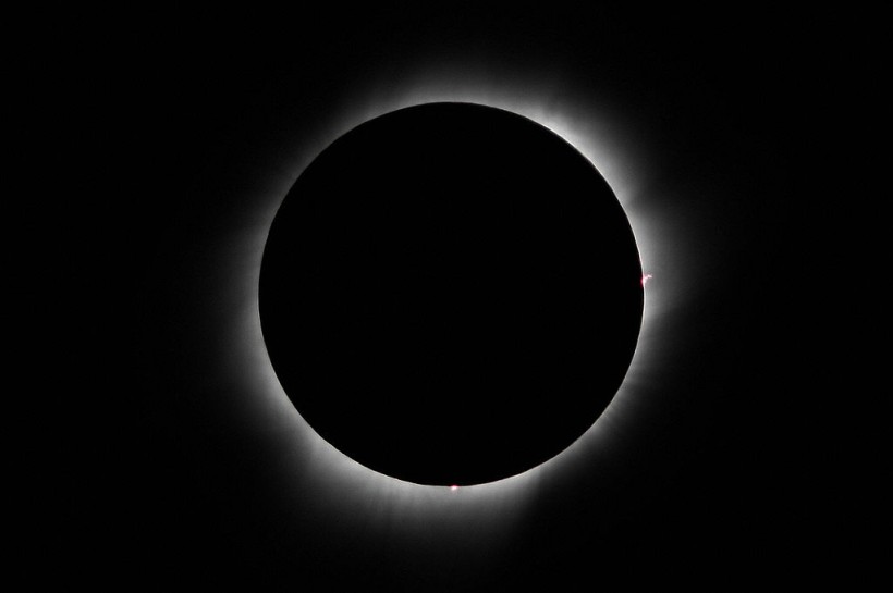 Photo shows a total solar eclipse as see