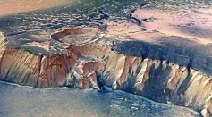 The Echus Chasma, one of the largest water source regions on Mars, is pictured from ESA's Mars Express.