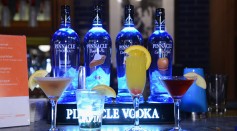 A view of flavored Pinnacle Vodka products and drinks on display at the bar at Ample Hills & Brooklyn's Best Dessert Party