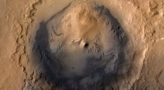 As of June 2012, the target landing area for NASA's Mars Science Laboratory mission is the ellipse marked on this image of Gale Crater.