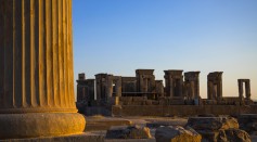 Ancient columns in the gate of all nations in Persepolis, Fars Province, Marvdasht, Iran...