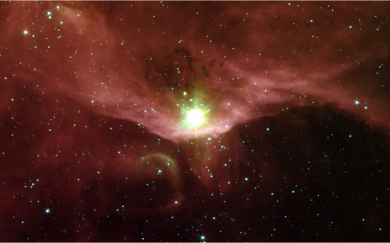 In the quest to better understand the birth of stars   and the formation of new worlds, astronomers   have used NASA's Spitzer Space Telescope to   examine the massive stars contained in a cloudy   region called Sharpless 140.
