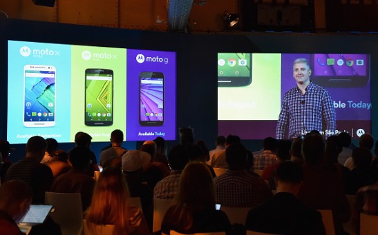 Rick Osterloh, President and COO of Motorola Mobility, unviels the company's latest smartphone portfolio including the new Moto G, Moto X Play and Moto X Style