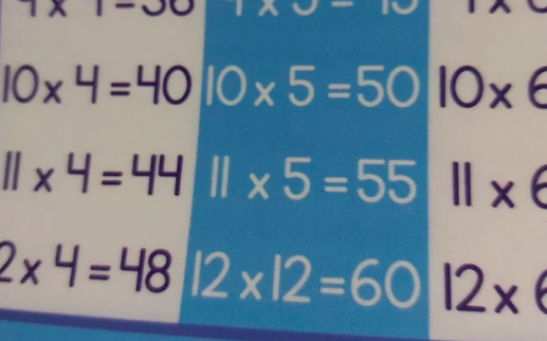 multiplication times table placemat error