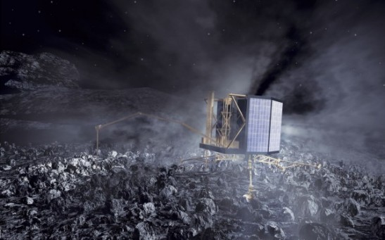 An artist’s impression of Philae on the gassy comet’s surface