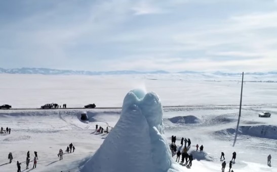 45-Feet Tall Ice Volcano Forms in Kazakhstan From Underground Spring