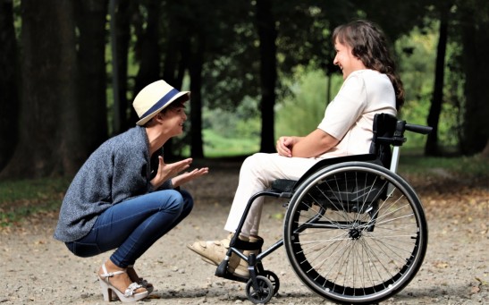 Woman on wheelchair