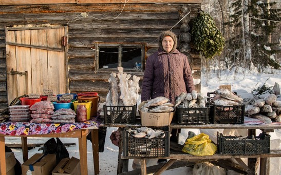 Stall Holders Brave The Extreme Cold To Sell Food On The Wintry Roads Of Siberia