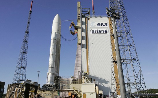 The European Ariane 5 rocket stands on t