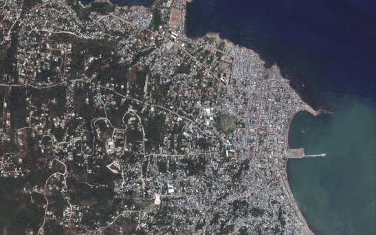 A satellite image shows an overview of the commune of Jeremie after a 7.2 magnitude earthquake struck Haiti, August 15, 2021.