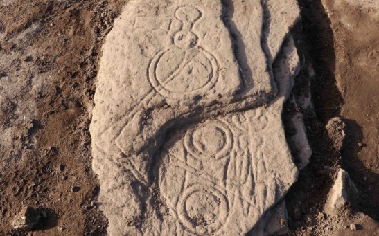 A carved Pictish symbol stone uncovered in a field in Aberlemno